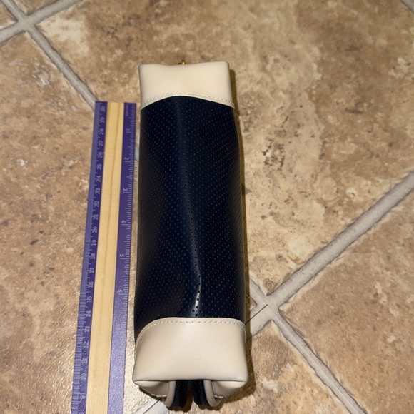 Guerlain Paris Cosmetic Make-up Skincare Bag Travel Pouch Navy Blue White Vinyl - Picture 9 of 14